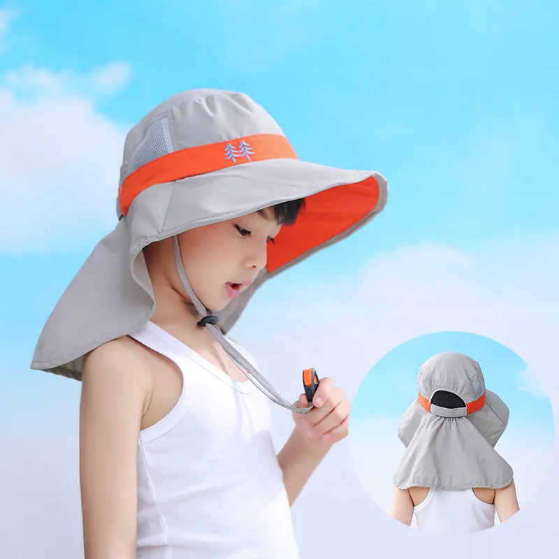 Top Trends: Youth Boys Girls UPF 50+ Sun Hat With Neck Flap Summer Beach Caps Kids Safari Visor 8-15 Years Old 54-58cm Shoppable Styles - Image 2