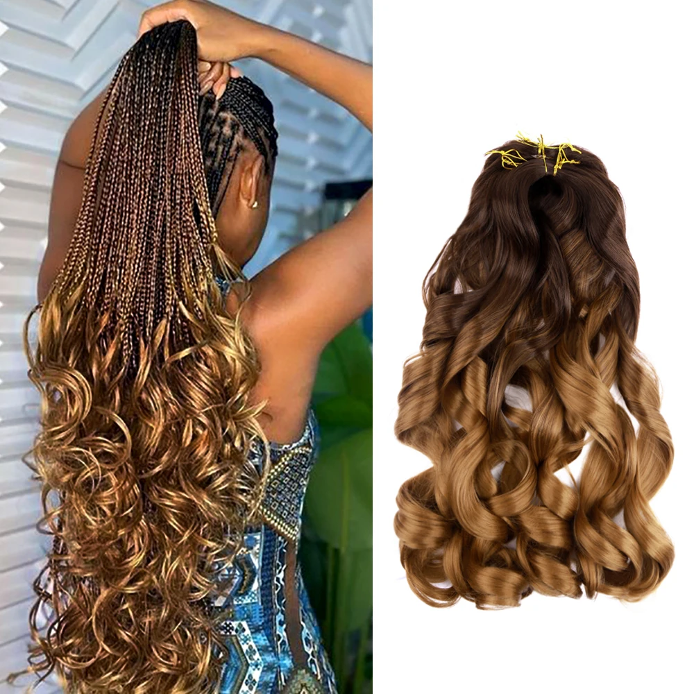 Top Trends: Synthetic Loose Wave Spiral Extensions Braid Hair Curl Crochet Hair Ombre Pre Stretched Braiding Hair For Women French Curls Shoppable Styles