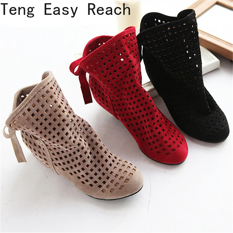 Top Trends: Hollow Summer Boots Bootie 2024 With The New Shoes Lace Openwork Crochet Boots Plus Size 34-43 Hollow Fashion Women Boots 43 Shoppable Styles