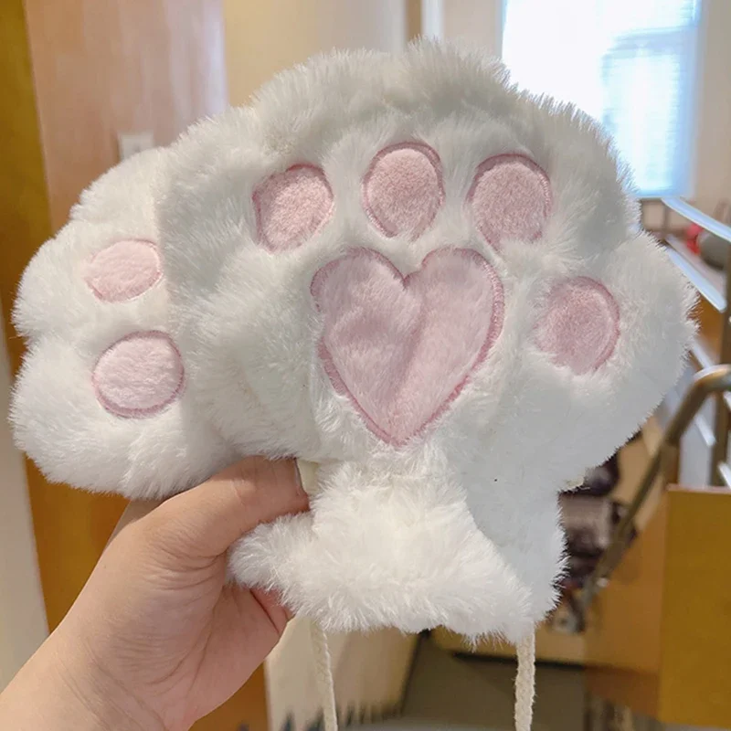 Top Trends: Women Soft Plush Fingerless Panda Mittens Cute Fluffy Cat Paw Claw Fingerless Gloves Warm Half Finger Winter Wear Christmas Gift Shoppable Styles