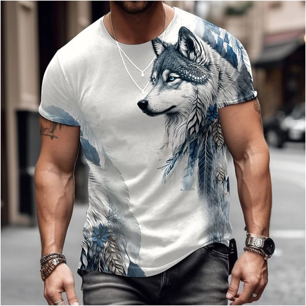 Top Trends: Animal T Shirt For Men Wolf 3d Print Tops Tees Summer Short Sleeve Men&#039;s Clothing Fahion Breathable Oversized Casual Streetwear Shoppable Styles