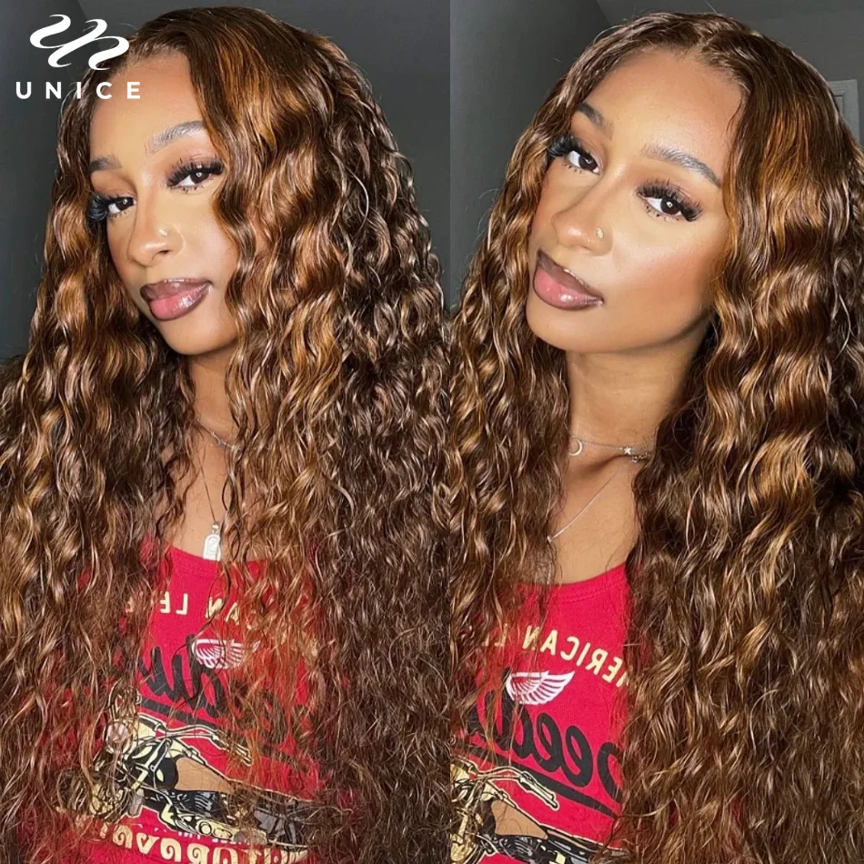 Top Trends: UNice Hair P430 Mixed Brown Water Wave Wig Pre Everything 13x4 Lace Frontal Wig Human Hair Pre Cut Pre Bleached Wear Go Wigs Shoppable Styles - Image 3