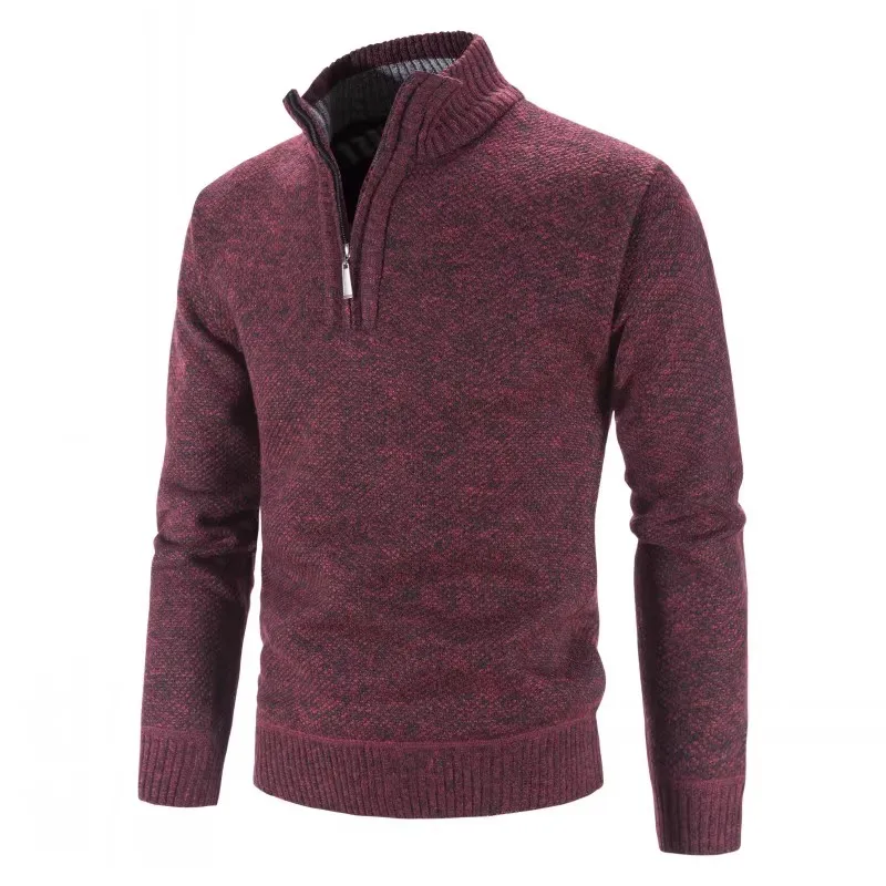 Top Trends: Autumn Winter Thick Knitted Sweater Men Pullovers Solid Color Zipper Mock Neck Slim Fit Knit Pullovers Men Causal Sweater Man Shoppable Styles - Image 5