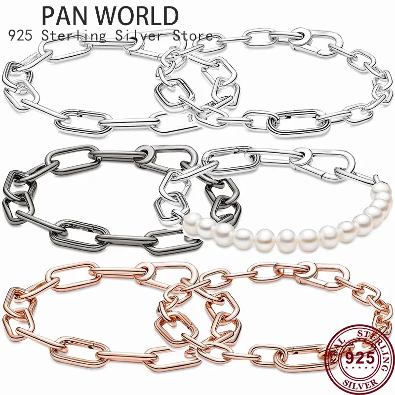 Top Trends: Popular New 925 Sterling Silver ME Series Cultural Pearl Women's ME Logo Bracelet For Original High-quality DIY Charm Jewelry Shoppable Styles