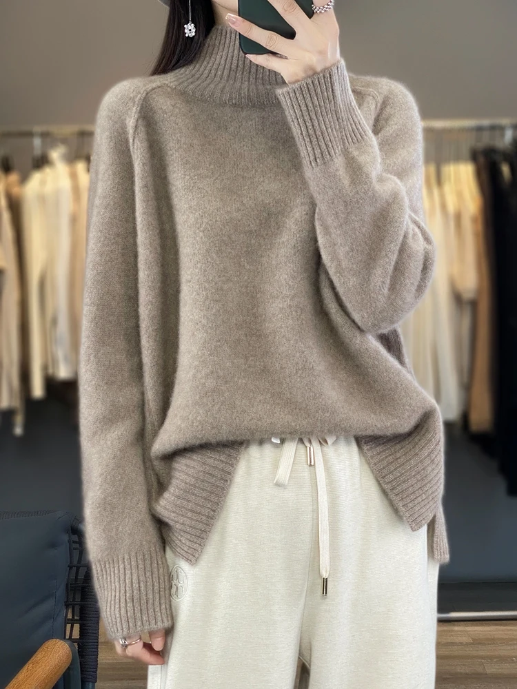 Top Trends: Women Turtleneck Sweater Autumn Winter Thick Pullovers 100% Merino Wool Solid Cashmere Knitwear Female Basic Clothes Korean Tops Shoppable Styles