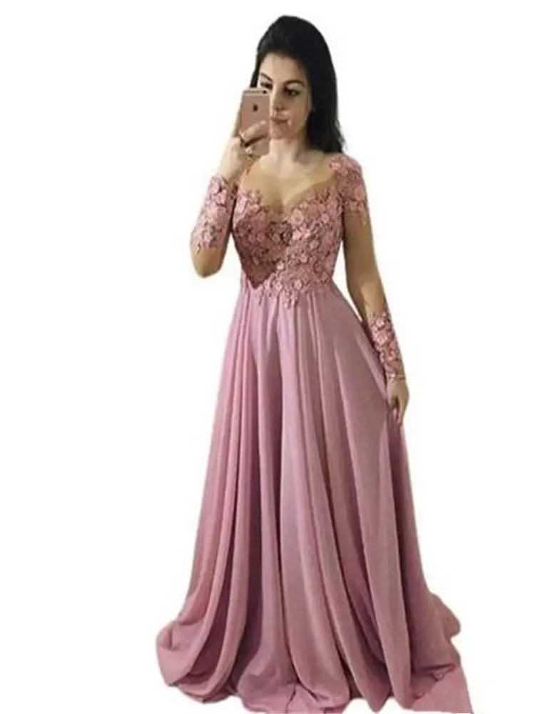 Top Trends: Plus Size A Line Chiffon Long Sleeve Mother Of The Dresses Wear Zuhair Murad Evening Gowns Sleeves Vestidos De Fiesta Prom Dress Shoppable Styles - Image 2