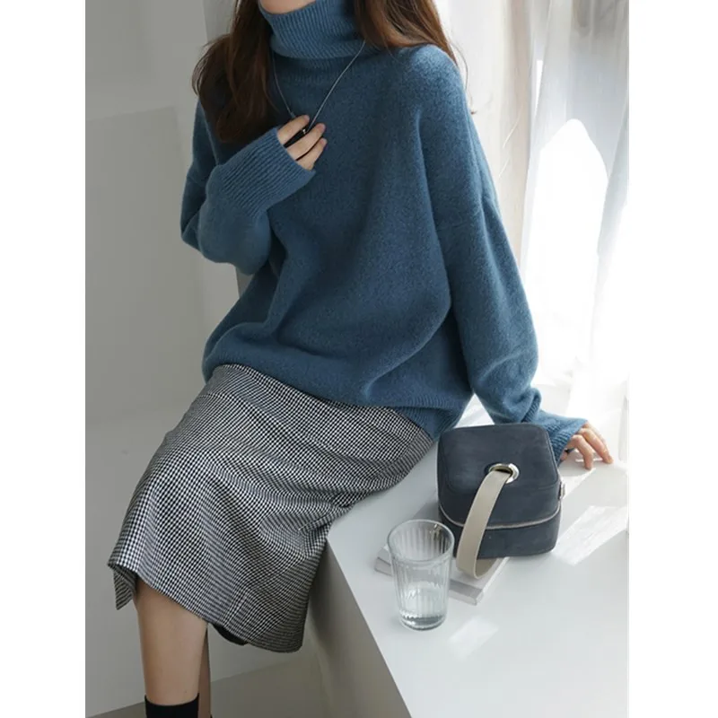 Top Trends: Cashmere Sweater Women's Pullover High Neck Thickened Solid Sweater 22 Autumn Winter New Loose Knit Shoppable Styles