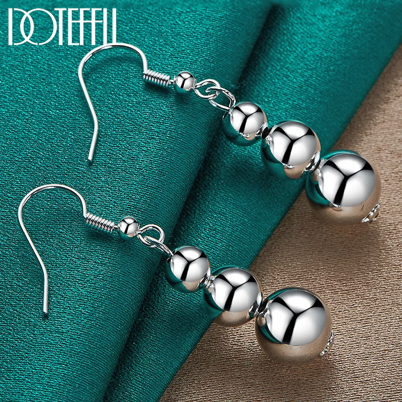 Top Trends: DOTEFFIL 925 Sterling Silver 6 8 10mm Hollow Bead Ball Drop Earrings For Woman Wedding Engagement Fashion Party Charm Jewelry Shoppable Styles