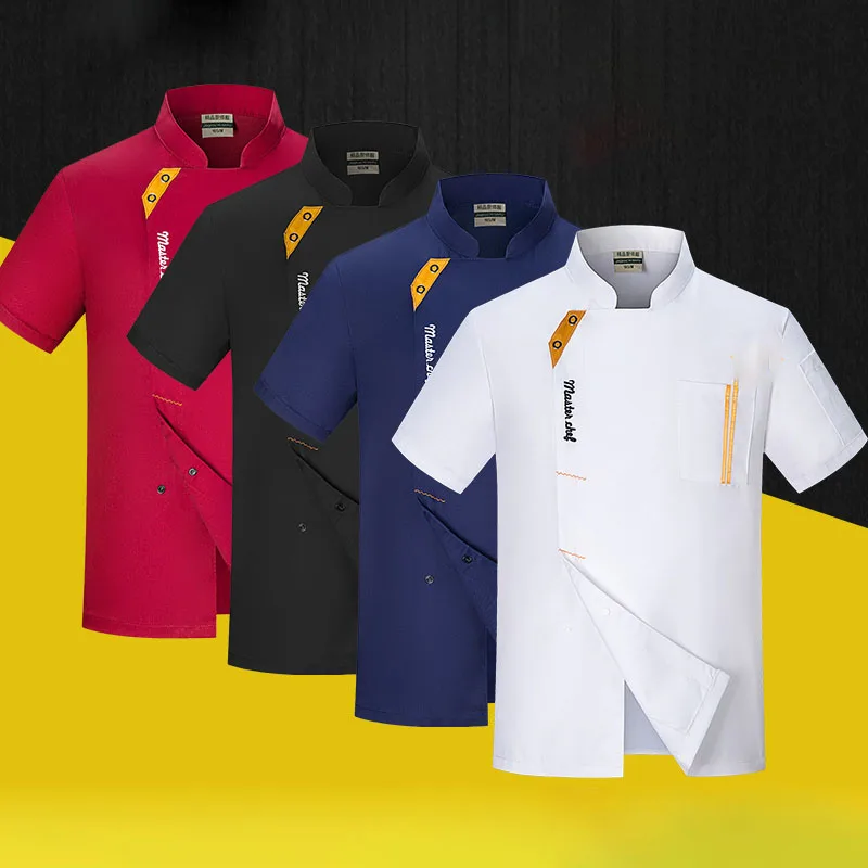 Top Trends: Unisex Chef Jackets Apron Kitchen Chef Coat Short Restaurant Uniform Shirt Service Bakery Breathable Double Breasted Chef Dress Shoppable Styles