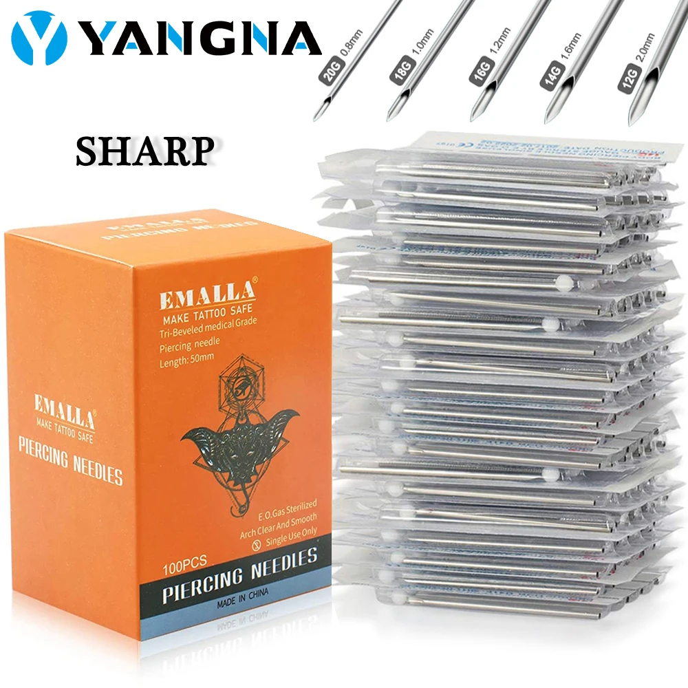 Top Trends: 100pcs Disposable Sterile Body Piercing Needles 12G 14G 16G 18G 20G Tattoo Needle For Navel Nipple Lip Navel Ring Kits Supply Shoppable Styles