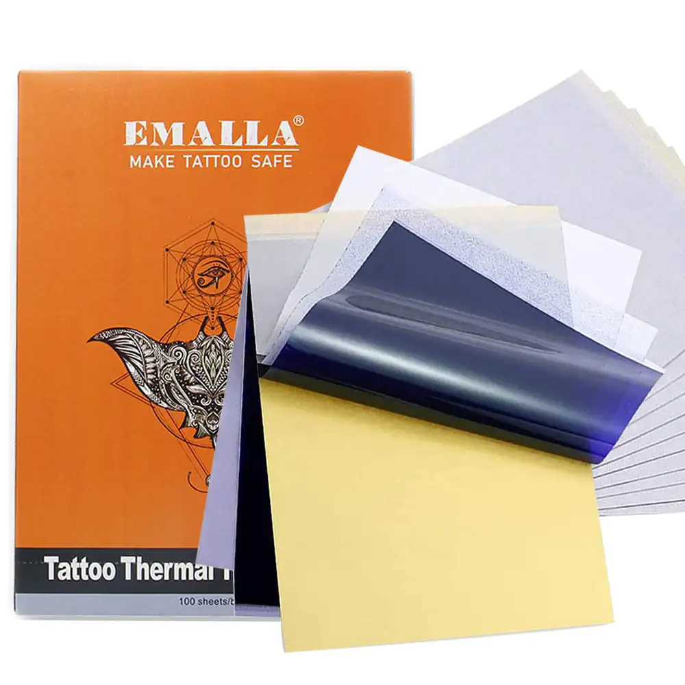 Top Trends: 10 / 30 / 50 / 100PCS Tattoo Transfer Paper EMALLA A4 Size Thermal Stencil Transfer Copy Paper For Tattoo Transfer Machine Accessories Shoppable Styles