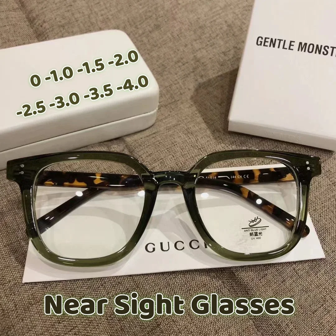 Top Trends: Optical Spectacle Short Sight Eyeglasses Retro Black Large Frame Myopia Glasses Trend Female Anti-Blue Light Near Sight Eyewear Shoppable Styles