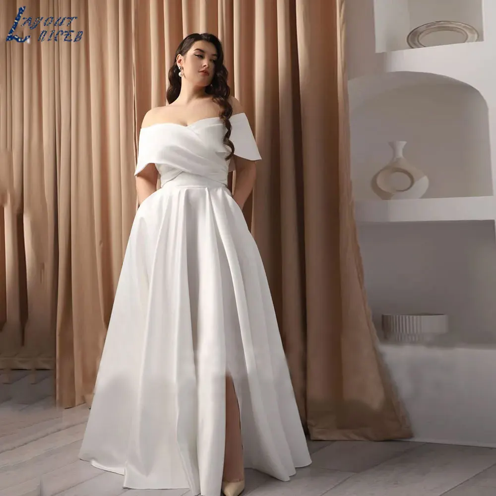 Top Trends: LAYOUT NICEB Wedding Dresses Off Shoulder Sweetheart Short Sleeves Backless Bridal Gowns Back Lace Up Robe De Mariée Custom Made Shoppable Styles