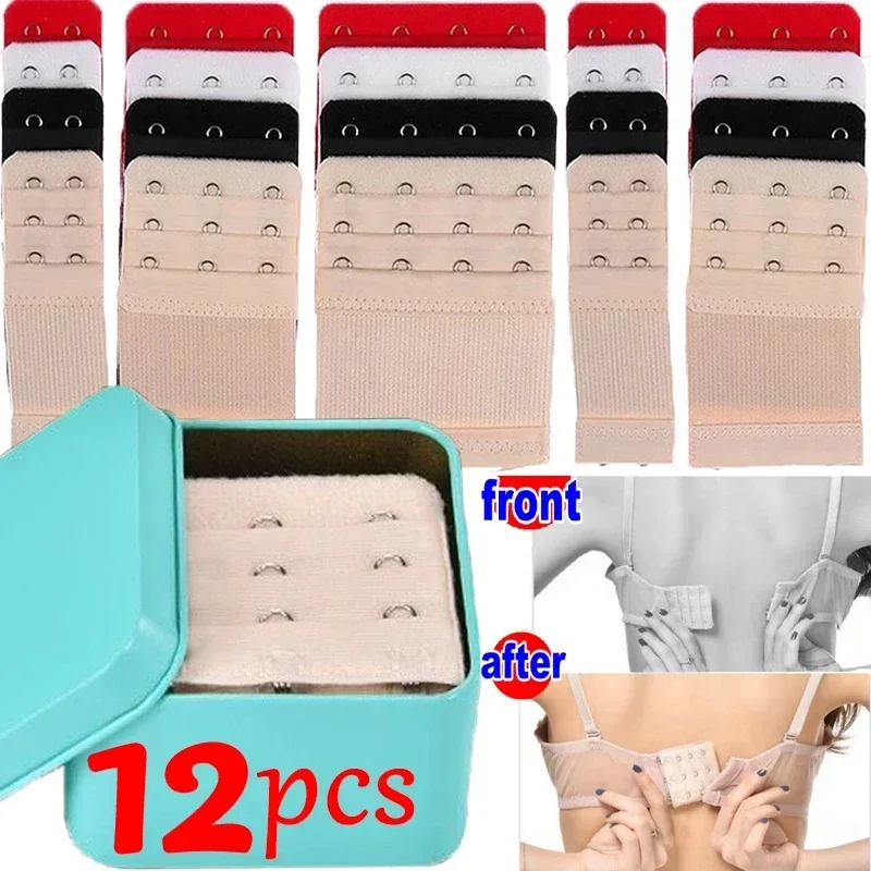 Top Trends: 3 / 12Pcs Adjustable Bra Buckle Sets Ladies Belt Intimates Accessories Women's Useful Elastic Underwear Extension Strap Hook Clips Shoppable Styles