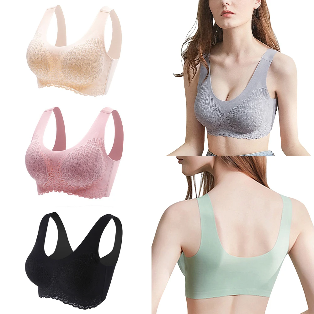 Top Trends: Seamless Sport Bras For Women Underwear Sexy Lace Brassiere Push Up Bralette With Pad Vest Top Bra Shoppable Styles