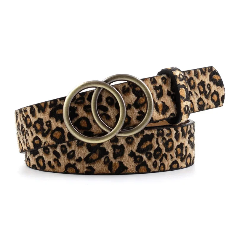 Top Trends: 2024 Designer Leather Snake Zebra Belt Leopard Women Female Fashion Waist Double Ring Circle Buckle Girl Jeans Dress Wild Belts Shoppable Styles