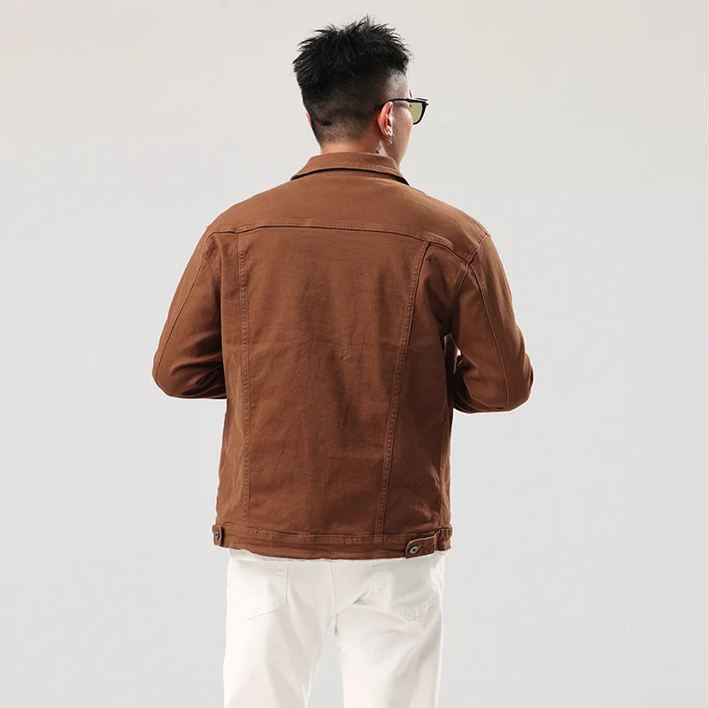 Top Trends: New Men's Denim Jacket Autumn Solid Colour Slim Denim Jacket Shoppable Styles - Image 3