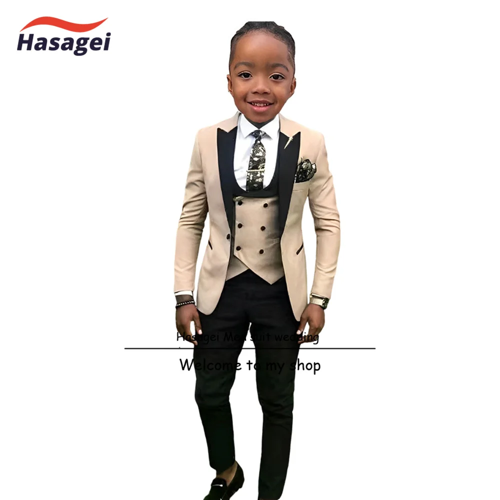 Top Trends: Khaki 2-16 Year Old Boys Suit Wedding Tuxedo For Kids (Jacket Pants Vest Tie) 4 Piece Set Formal Children Blazer Shoppable Styles