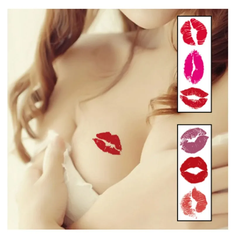 Top Trends: 10pcs Lip Print Lips Clavicle Ins Wind Korean Simulation Red Lip Tattoo Stickers Sexy Fun Temporary Creative Tattoo Stickers Shoppable Styles