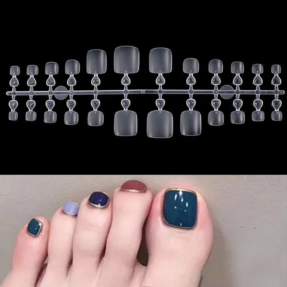 Top Trends: 120pcs Square False Toe Nails Full Cover Natural Clear Foot Nail Art Tips Manicure Tools Shoppable Styles