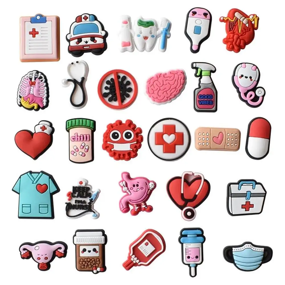 Top Trends: Wholesale 1pcs PVC Shoe Accessories For Crocs Charms Nurse Hospital Badge Women Sandals Buckle Kids Pins Doctor Decoration Jeans Shoppable Styles