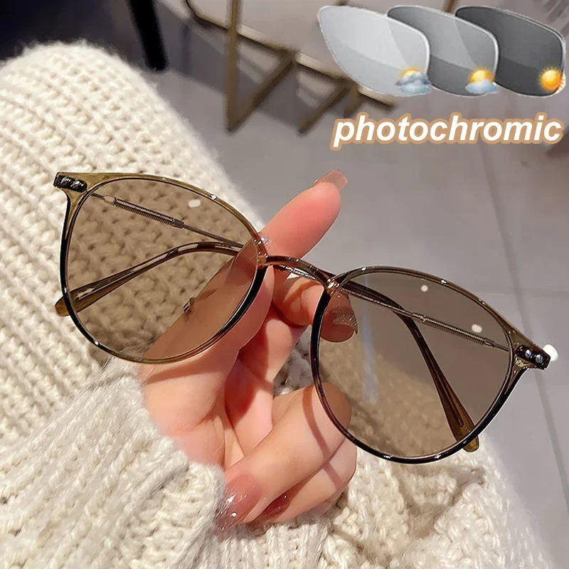 Top Trends: Luxury Photochromic Myopia Glasses Unisex Men Women Near Sight Sun Shades Eyeglasses Lenses With Diopters Outdoor Sunglasses Shoppable Styles