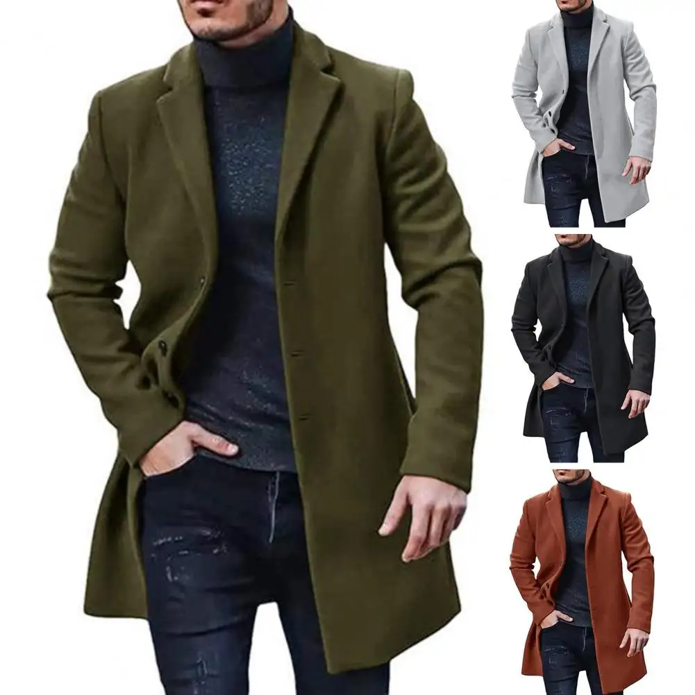 Top Trends: Jacket Coat Stylish Men's Winter Coat Buttoned Lapel Casual Loose Fit Warm Outerwear For Autumn Winter Lapel Men Coat Shoppable Styles - Image 6