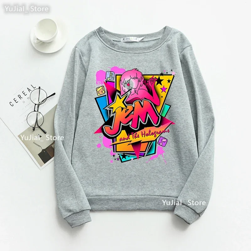 Top Trends: Jem And The Holograms Cartoon Print Hoodies Women&#039;S Clothing Funny Fashion Hip Hop Sweatshirt Femme Harajuku Kawaii Jumper Tops Shoppable Styles