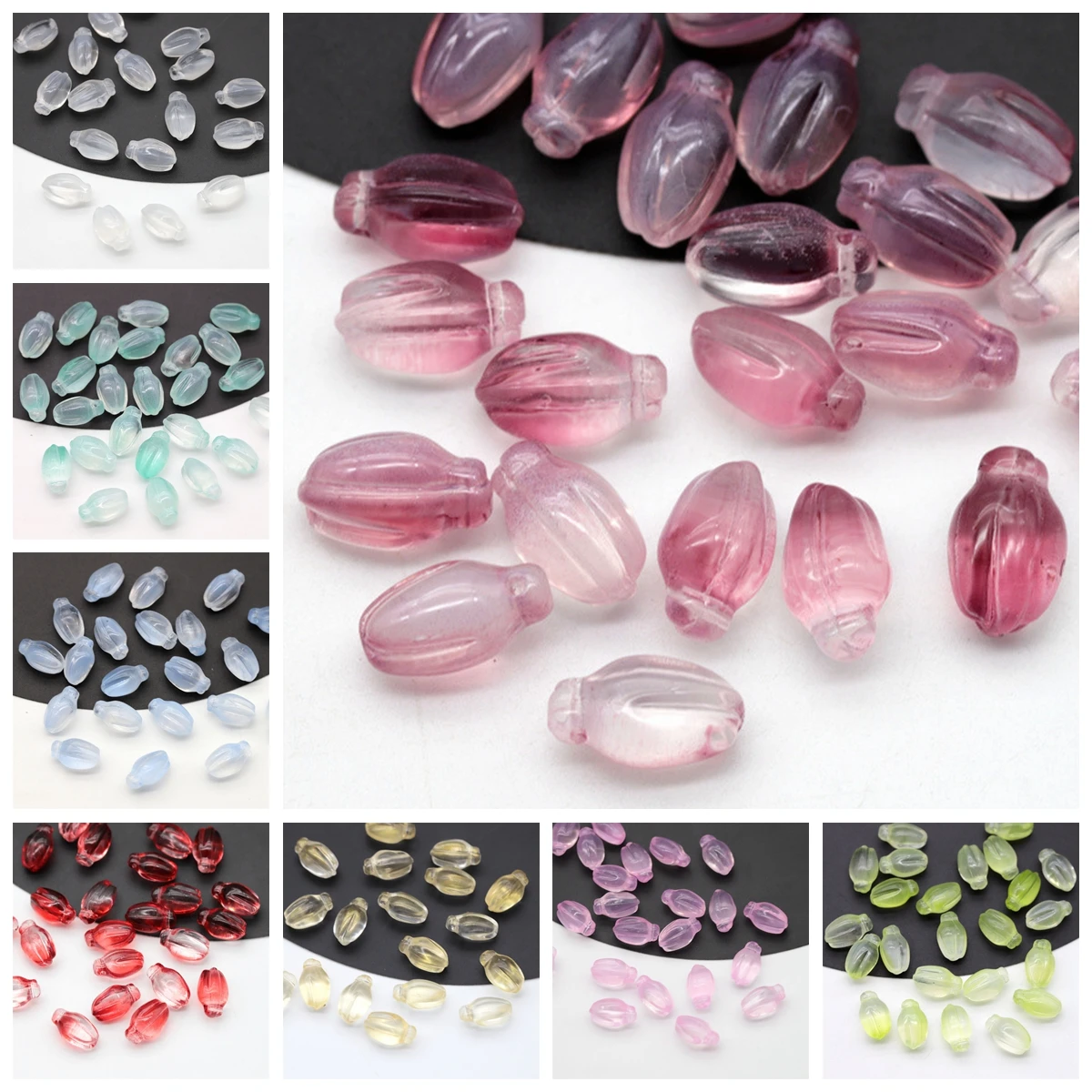 Top Trends: 10pcs Floral Bud Shape 10x8mm Lampwork Crystal Glass Loose Pendants Beads For Jewelry Making DIY Crafts Flower Findings Shoppable Styles