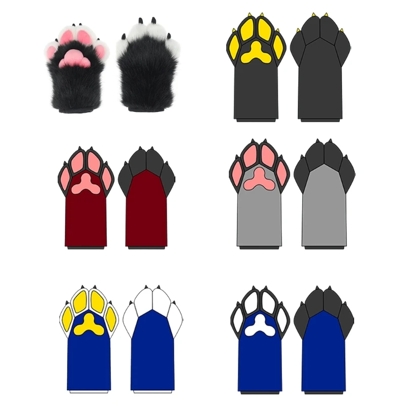 Top Trends: Wolf Paw Gloves Faux Fur Mittens Winter Warm Animal Bear Cosplays Halloween Party Costume Accessories For Adults Shoppable Styles