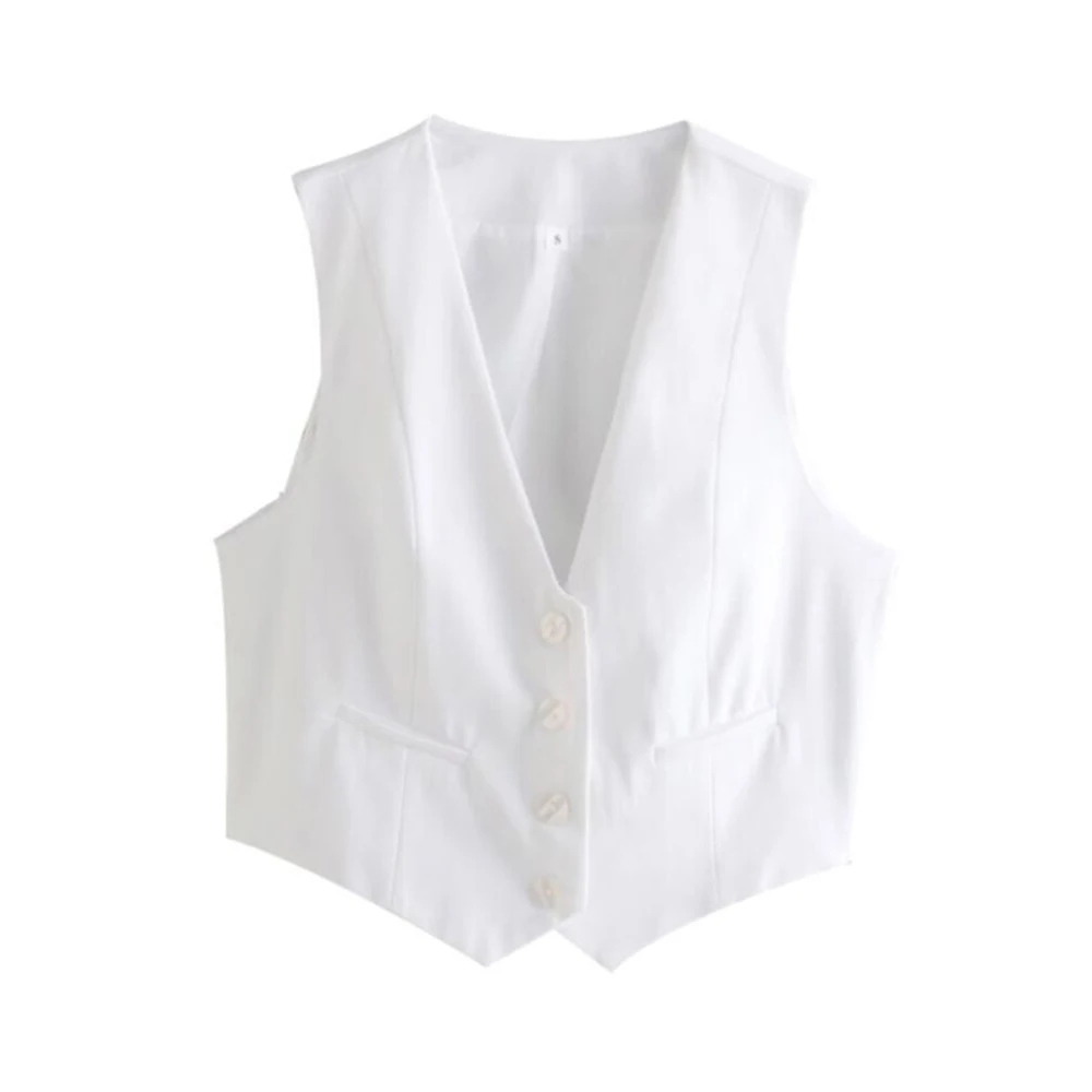 Top Trends: Single Breasted Sleeveless Vests For Women Suits Vest 4 Button V Neck Summer Female Waistcoat Shoppable Styles - Image 5