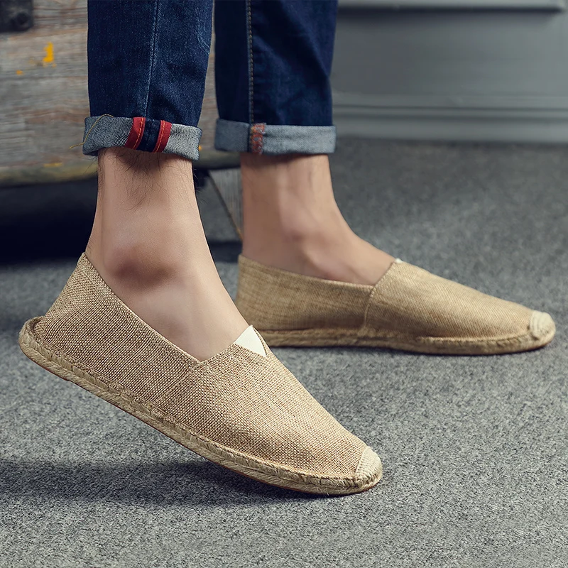 Top Trends: 2022 Summer New Men&#039;s Linen Casual Shoes Handmade Weaving Fisherman Shoes Fashion Casual Flat Espadrilles Driving Shoes Big Size Shoppable Styles