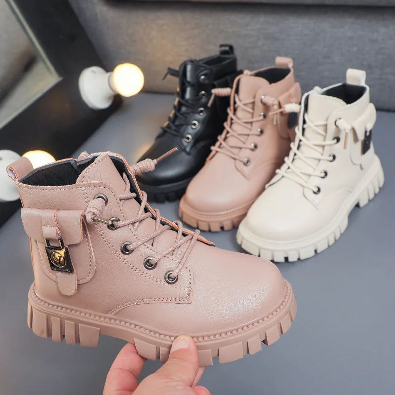 Top Trends: Autumn And Winter Girls Ankle Boots Fashion Non-slip Boys PU Leather Short Boots Children Korea Boots Fall Toddler Girl Boots Shoppable Styles