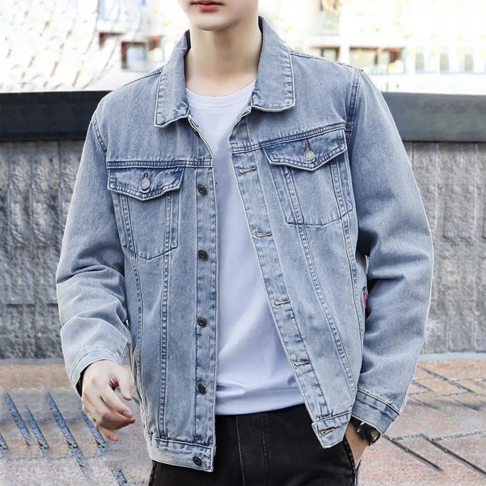 Top Trends: Men Jacket Retro Hop Style Denim Jacket With Multi Pockets Plus Size Fit For Men Streetwear Coat With Single-breasted Design Shoppable Styles - Image 6