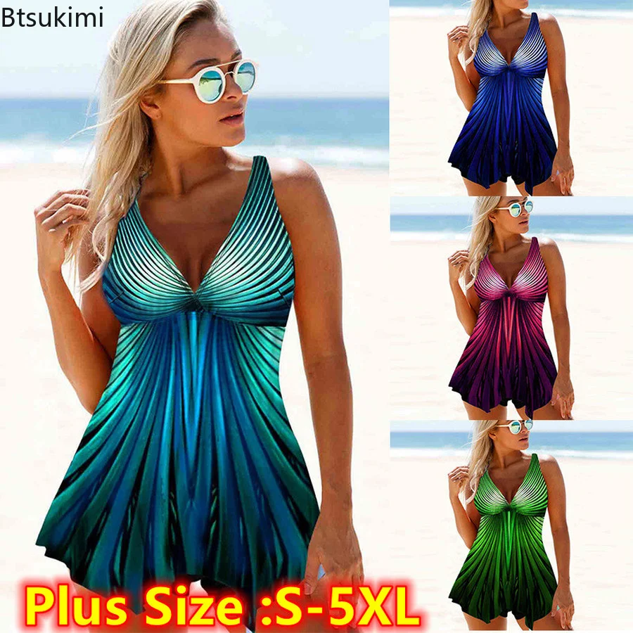 Top Trends: Plus Size 4XL 5XL Women's Sexy Swimsuit Summer Tankini Swimsuit Female Swimwear Print Bikini Set Beachwear Bathing Suit Woman Shoppable Styles