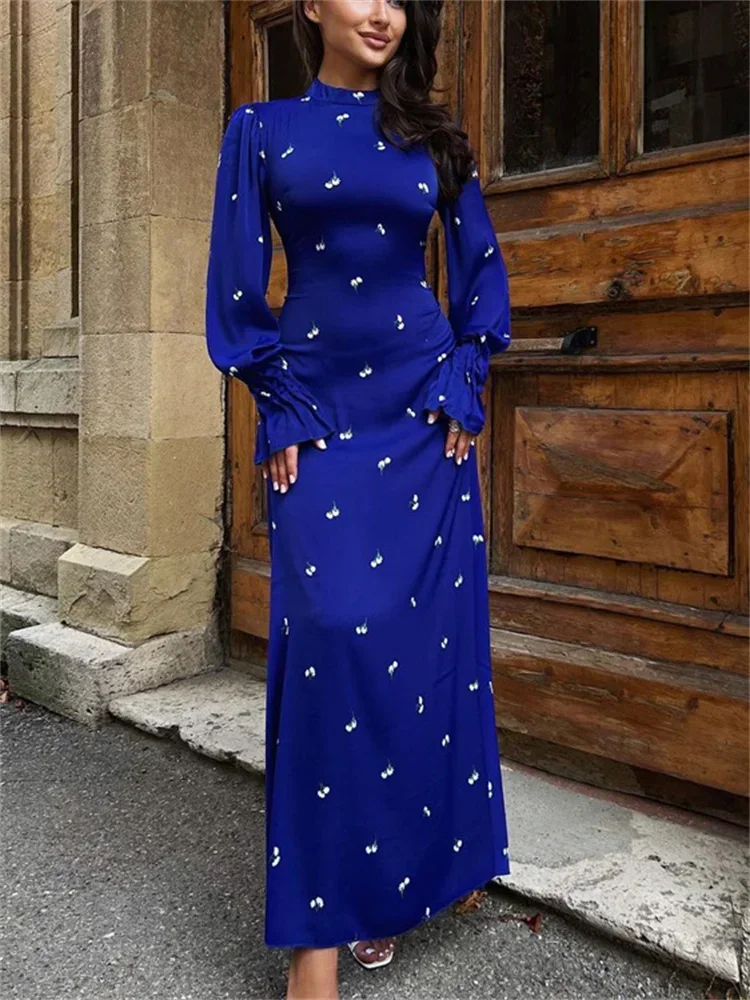 Top Trends: Tossy Printed Bandage Fashion Long Dress Ladies Elegant Satin High Street Party Dress Casual Long Sleeve Patchwork Maxi Dress Shoppable Styles