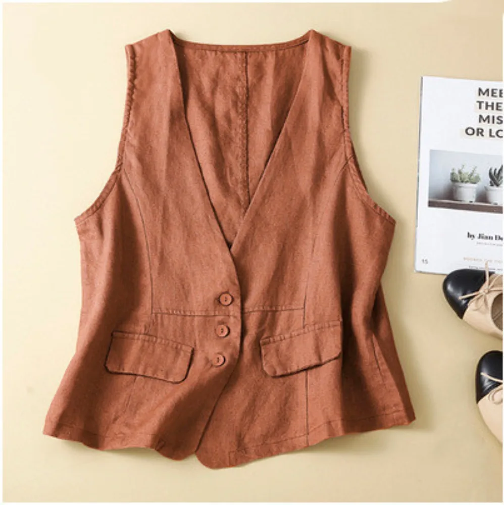 Top Trends: Streetwear Cotton Linen Women Clothing New Women Vests Overcoat Coat Vest For Women Fashion Clothes Elegant Casual Vintage Shoppable Styles