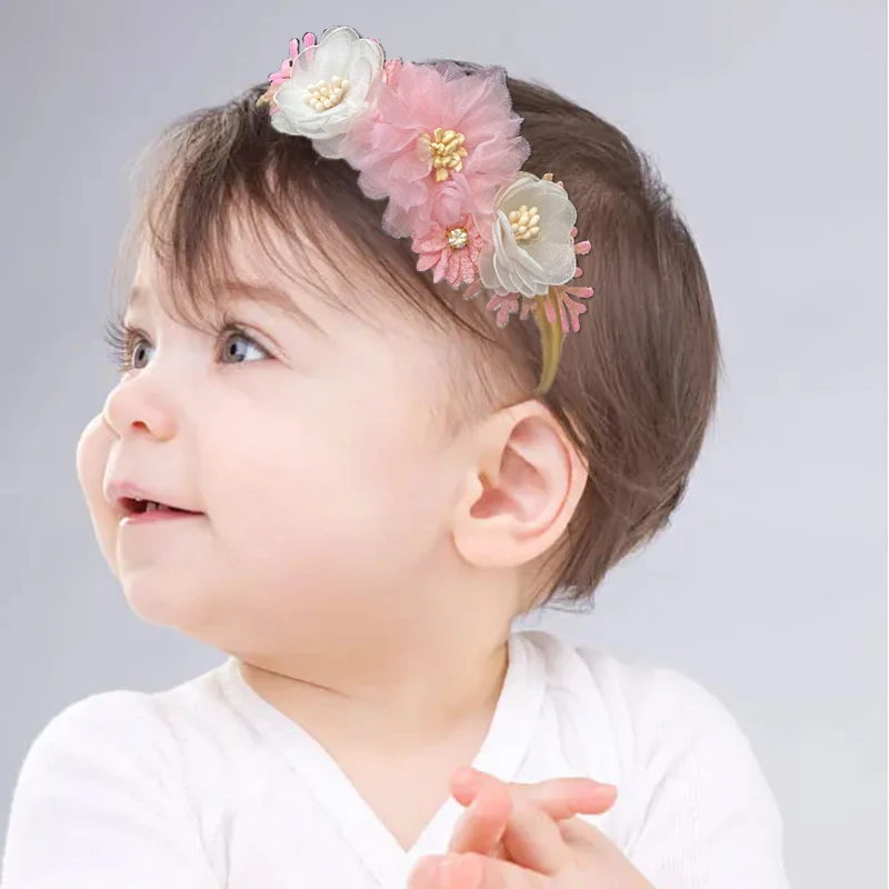 Top Trends: 1Pcs Baby Girl Cute Flower Headband Elastic Hair Band Newborn Head Toddler Headband Headwear Kids Accessories Christmas Gifts Shoppable Styles - Image 2