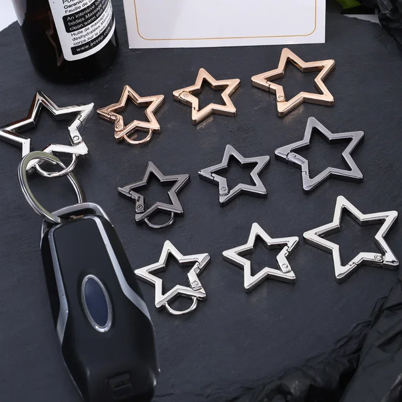 Top Trends: Hollow Star Shaped Spring Clasp Metal Carabiner Keychain Bag Clip Hook Dog Chain Buckle Connector DIY Jewelry Making Accessories Shoppable Styles