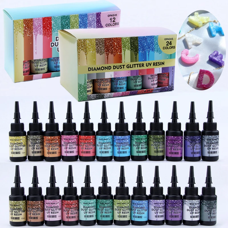 Top Trends: 6 / 12 / 24pcs Color UV Resin Glue Kits Diamond Flash UV Glue Ultraviolet Curing DIY Pearlescent Jewelry Making Supplie Quick-Drying Shoppable Styles