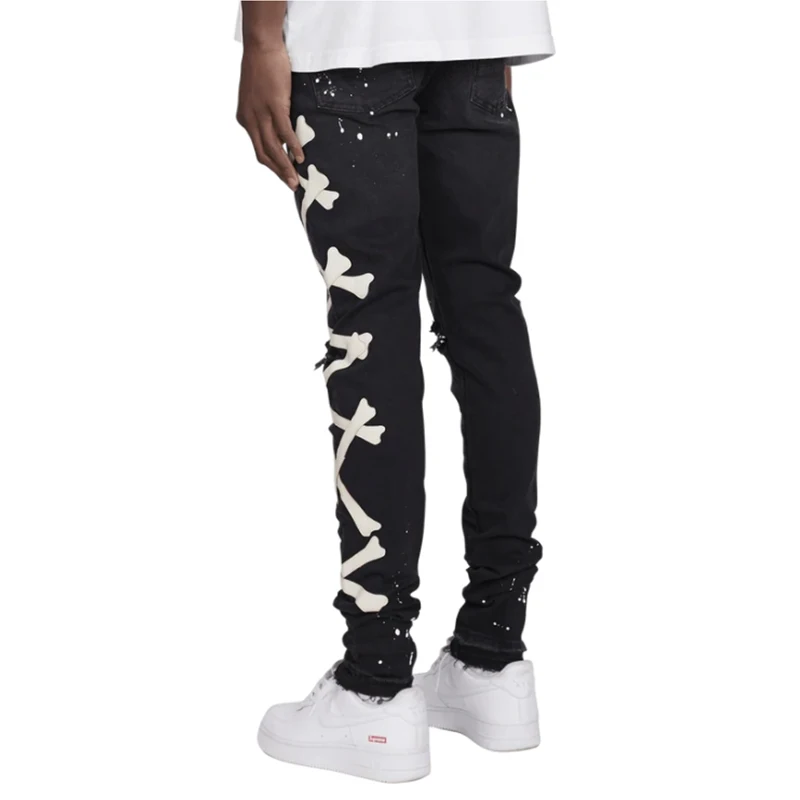 Top Trends: Jeans For Men 2022 Gradient Color Ripped White Dots Jeans Male Motor Biker Skinny Jeans Homme Men's Clothing Zipper Denim Pants Shoppable Styles