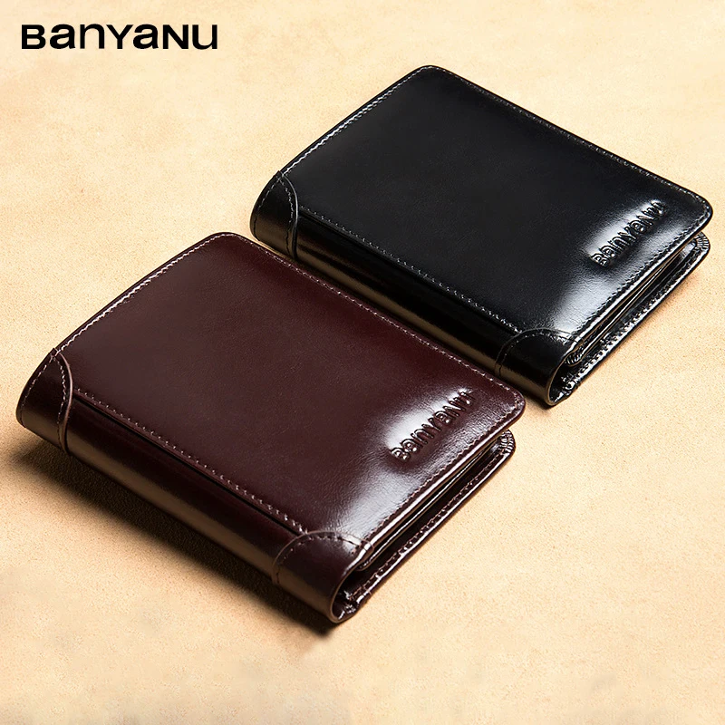 Top Trends: BANYANU Anti Rfid Classic Style Wallet Genuine Leather Men Wallets Short Male Purse Card Holder Wallet Men Fashion High Quality Shoppable Styles