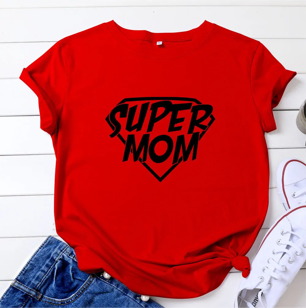 Top Trends: Super Mom Print Women T Shirt Short Sleeve O Neck Loose Women Tshirt Ladies Tee Shirt Tops Clothes Camisetas Mujer Shoppable Styles