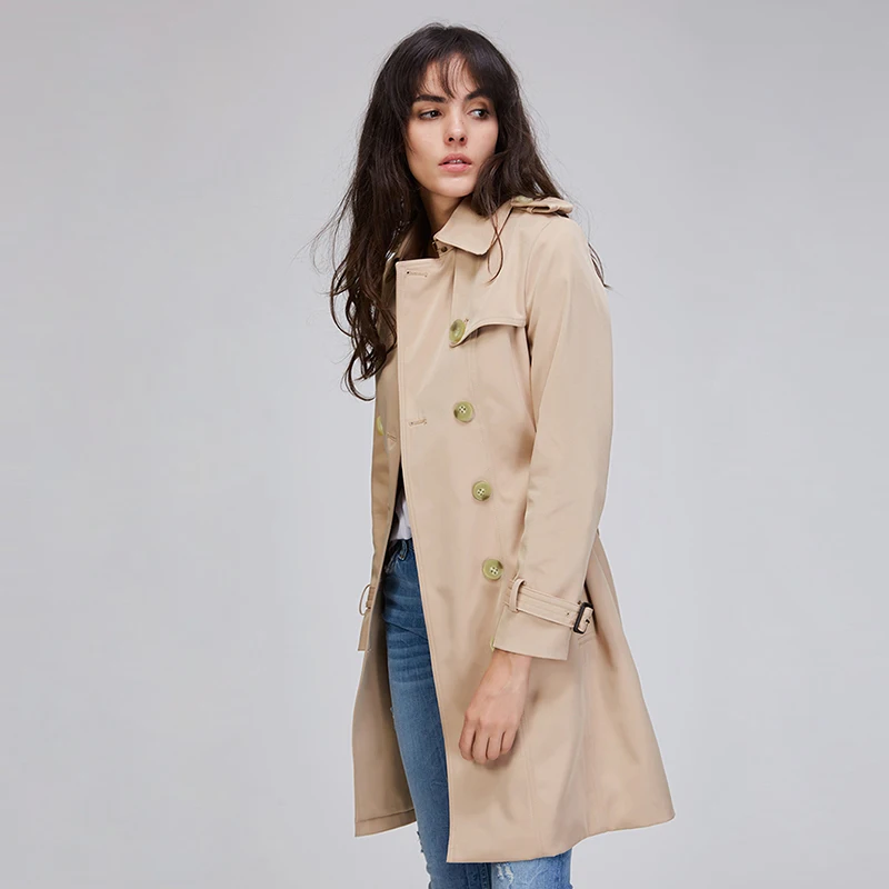 Top Trends: JAZZEVAR 2023 Spring New High Fashion Brand Woman Classic Double Breasted Trench Coat Waterproof Raincoat Business Outerwear Shoppable Styles