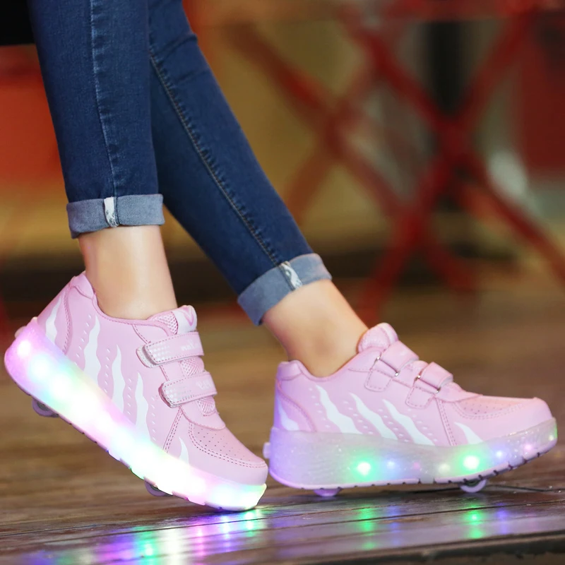 Top Trends: Roller Skates 2 Wheels Shoes Glowing Lighted Led Children Boys Girls Kids 2023 Fashion Luminous Sports Boots Casual Sneakers Shoppable Styles