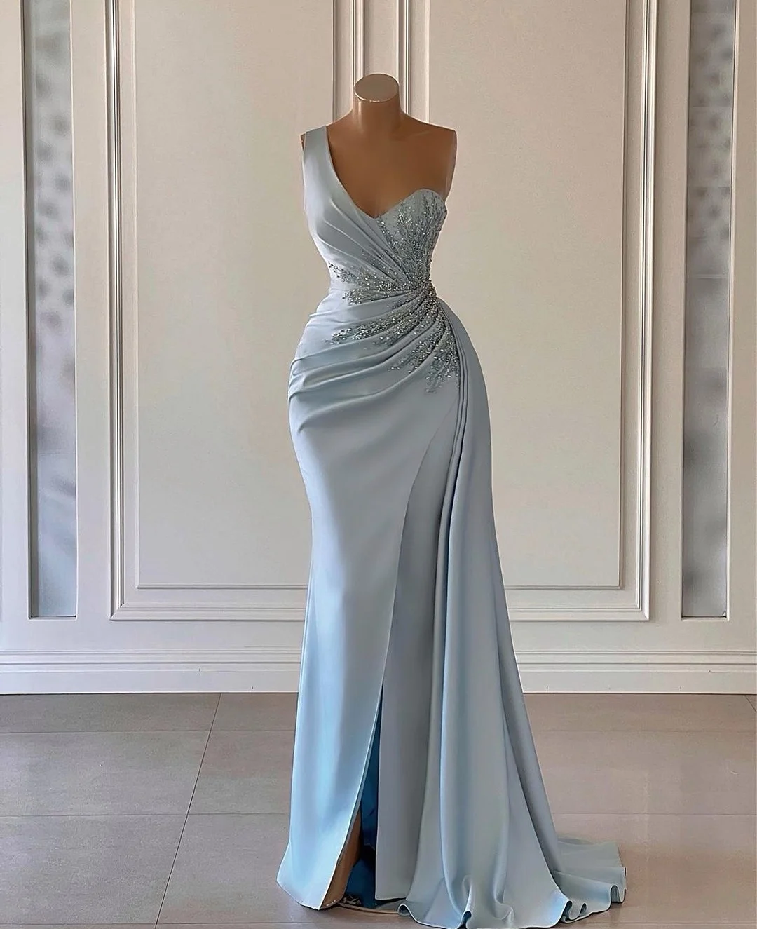 Top Trends: Simple Elegant Mermaid Evening Dresses One-Shoulder Draped Appliques Prom Gowns Woman&#039;s Formal Celebrity Party Vestidos De Noche Shoppable Styles