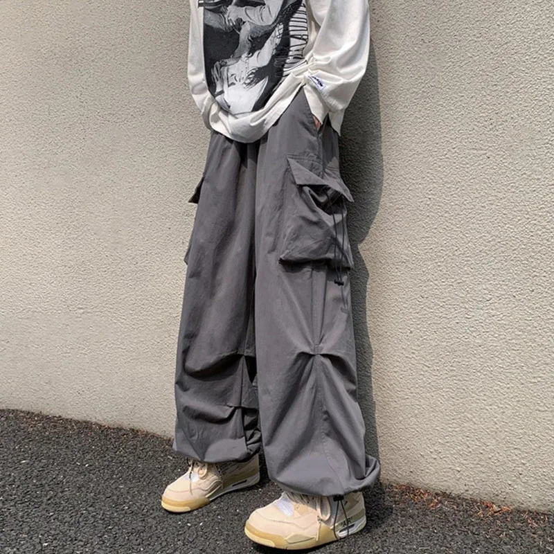 Top Trends: Men's Summer Streetwear Elastic Waist Y2K Baggy Cargo Pants Trousers Hip Hop Loose Women Wide Leg Pants Male Korean Shoppable Styles - Image 2