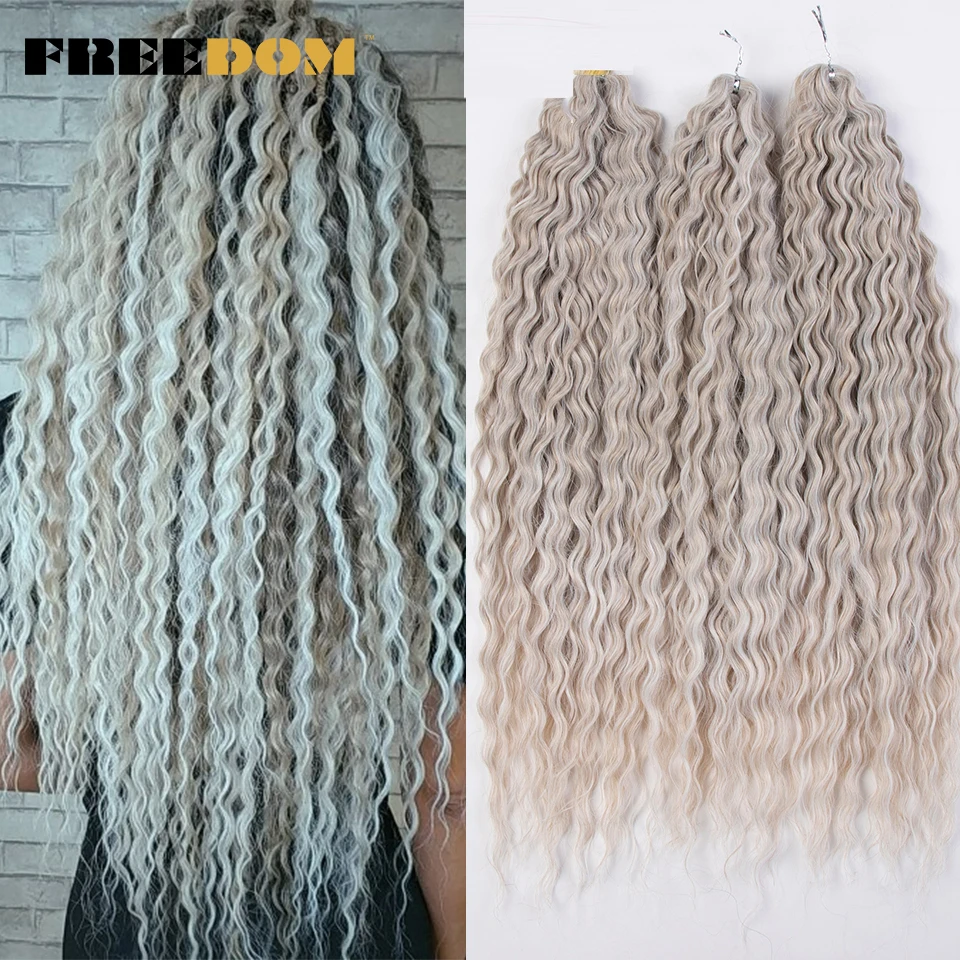 Top Trends: FREEDOM Synthetic Curly Hair 24 Inch Water Wave Twist Crochet Braid Hair Ombre Pink Ginger Deep Wave Braiding Hair Extension Shoppable Styles