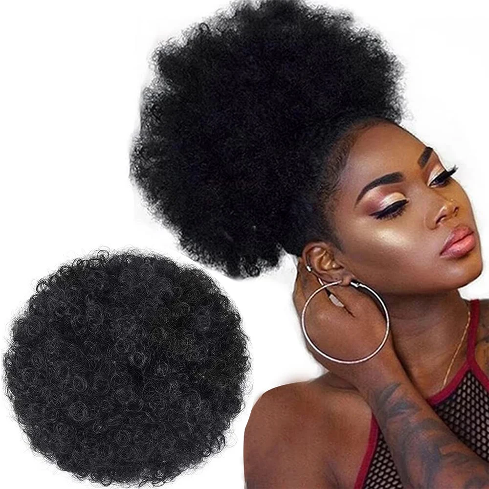 Top Trends: Afro Puff Drawstring Ponytail Extension For Black Women 10 Inch Synthetic Extra Large Fluffy Kinky Curly Hair Bun Donut Chignon Shoppable Styles