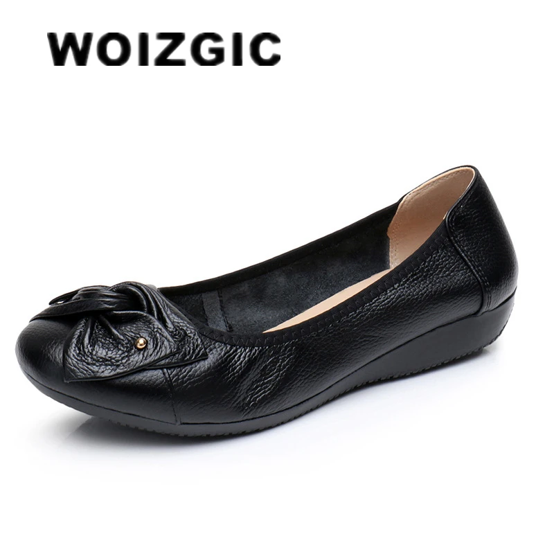 Top Trends: WOIZGIC Women&#039;s Female Ladies Mother Woman Flats Shoes Loafers Genuine Leather Slip On Summer Round Toe Size 35-43 ZBM-1108 Shoppable Styles